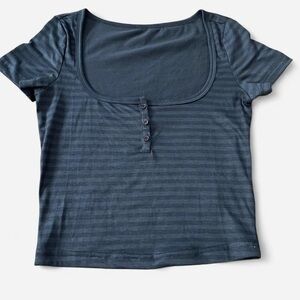 Striped Navy Blue Women's Top Cropped